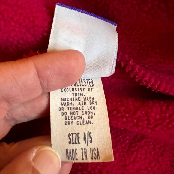 Vintage 1990's Bio Bottoms Girls 4/5 Fleece Coat and Hat Set - Picture 6 of 7